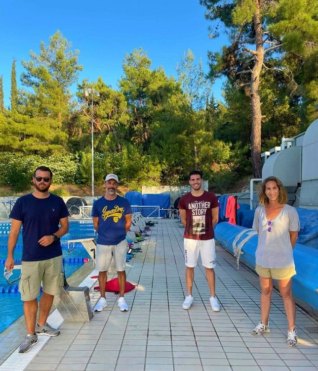 Greek swim champion Andreas Vazaios trained at the swimming pool of The American College of Greece with our swim team!
