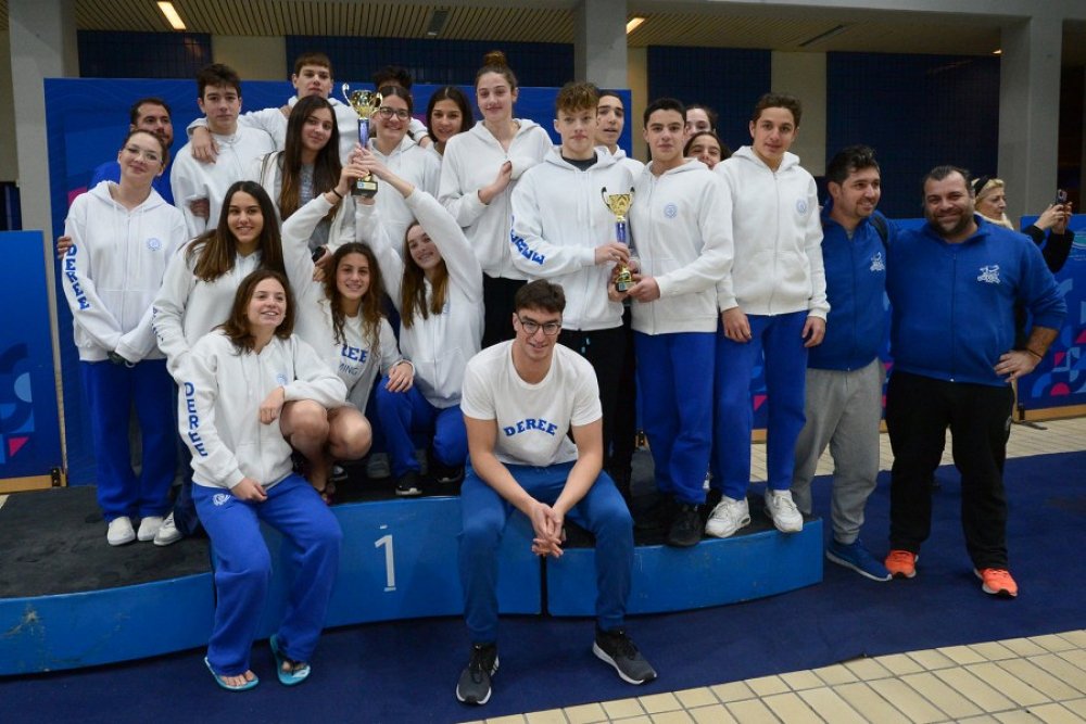 First place in boys & girls in the S. Greece Winter Swimming Championship for the Deree Swim Academy!